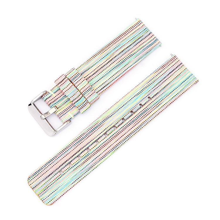 22mm Stainless Steel Pin Buckle Nylon Woven Canvas Watch Band(Rainbow Silver)