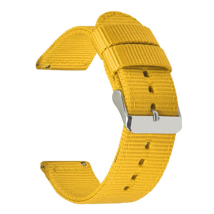 18mm Stainless Steel Pin Buckle Solid Color Nylon Canvas Watch Band(Yellow)