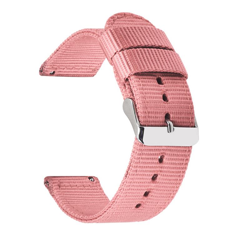 20mm Stainless Steel Pin Buckle Solid Color Nylon Canvas Watch Band(Pink)