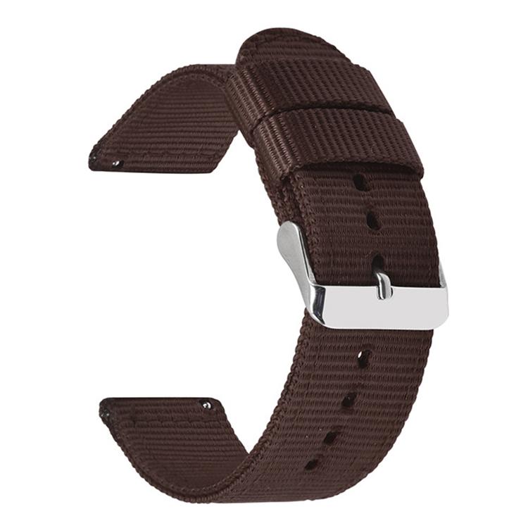 22mm Stainless Steel Pin Buckle Solid Color Nylon Canvas Watch Band(Dark Brown)