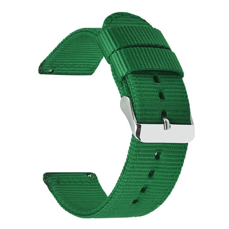 22mm Stainless Steel Pin Buckle Solid Color Nylon Canvas Watch Band(Dark Green)