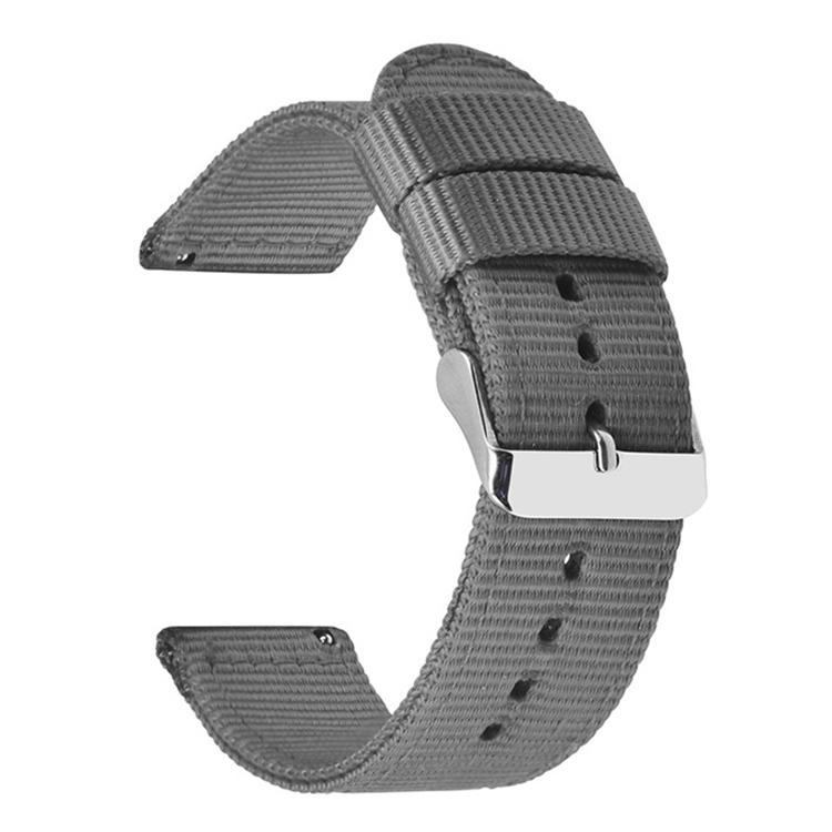 

22mm Stainless Steel Pin Buckle Solid Color Nylon Canvas Watch Band(Grey)