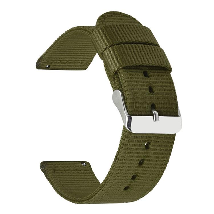 24mm Stainless Steel Pin Buckle Solid Color Nylon Canvas Watch Band(Army Green)