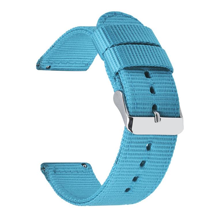 

24mm Stainless Steel Pin Buckle Solid Color Nylon Canvas Watch Band(Light Blue)