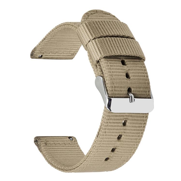 

24mm Stainless Steel Pin Buckle Solid Color Nylon Canvas Watch Band(Beige)