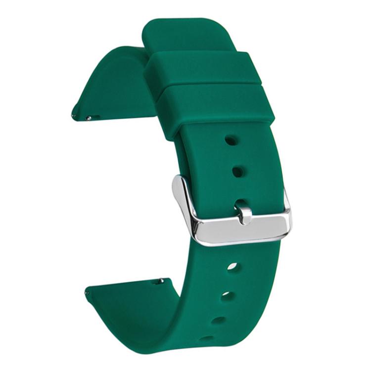 

20mm Stainless Steel Silver Pin Buckle Solid Color Silicone Waterproof Watch Band(Dark Green)