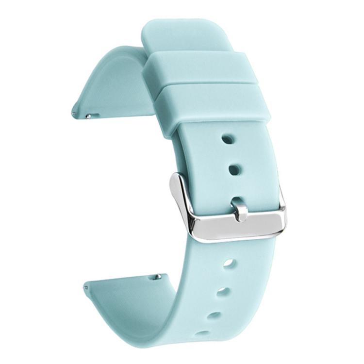 

20mm Stainless Steel Silver Pin Buckle Solid Color Silicone Waterproof Watch Band(Lake Blue)