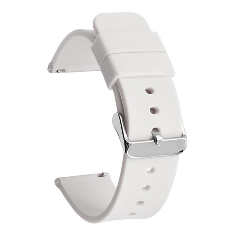 

20mm Stainless Steel Silver Pin Buckle Solid Color Silicone Waterproof Watch Band(White)