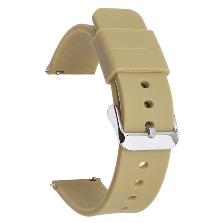 

20mm Stainless Steel Silver Pin Buckle Solid Color Silicone Waterproof Watch Band(Beige)