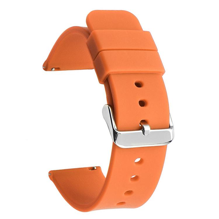 

20mm Stainless Steel Silver Pin Buckle Solid Color Silicone Waterproof Watch Band(Orange)