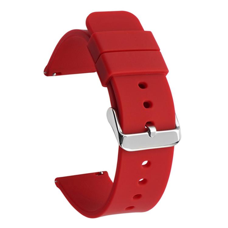 

22mm Stainless Steel Silver Pin Buckle Solid Color Silicone Waterproof Watch Band(Dark Red)