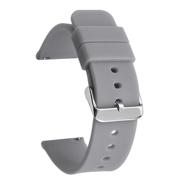 

22mm Stainless Steel Silver Pin Buckle Solid Color Silicone Waterproof Watch Band(Grey)