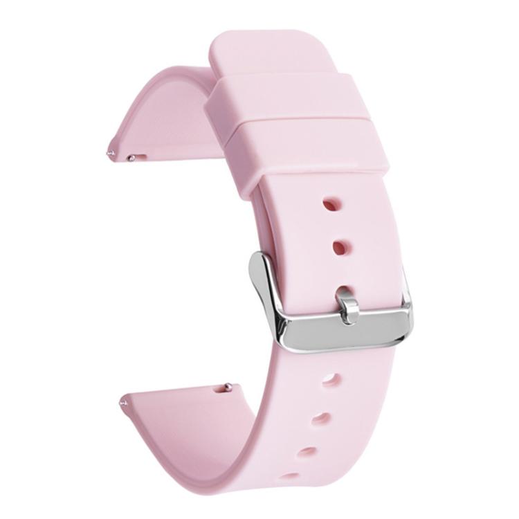 24mm Stainless Steel Silver Pin Buckle Solid Color Silicone Waterproof Watch Band(Pink)