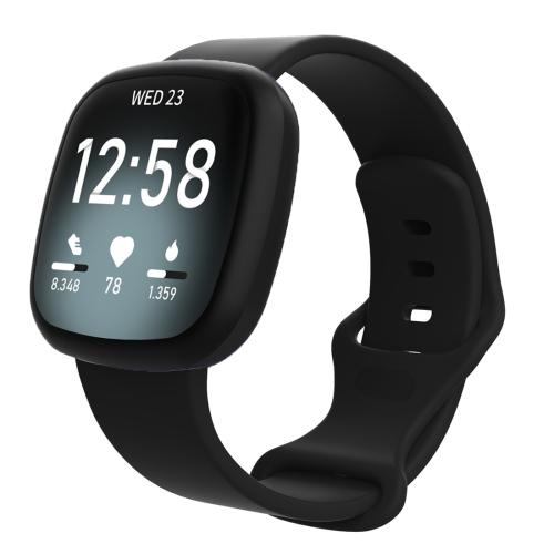 

For Fitbit Versa 4 / Versa 3 / Sense 2 / Sense Silicone Watch Band, Size: L(Black)
