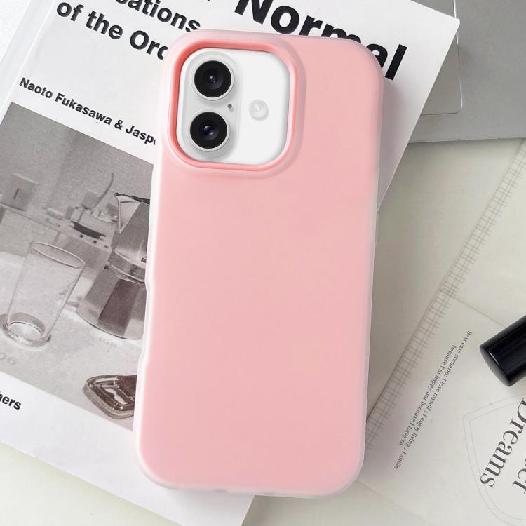 

For iPhone 16 Jelly Color Matte Feel PC Hybrid TPU Phone Case(Pink)