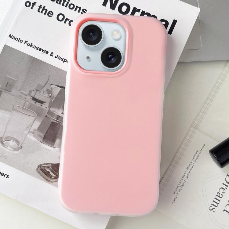 

For iPhone 15 Jelly Color Matte Feel PC Hybrid TPU Phone Case(Pink)
