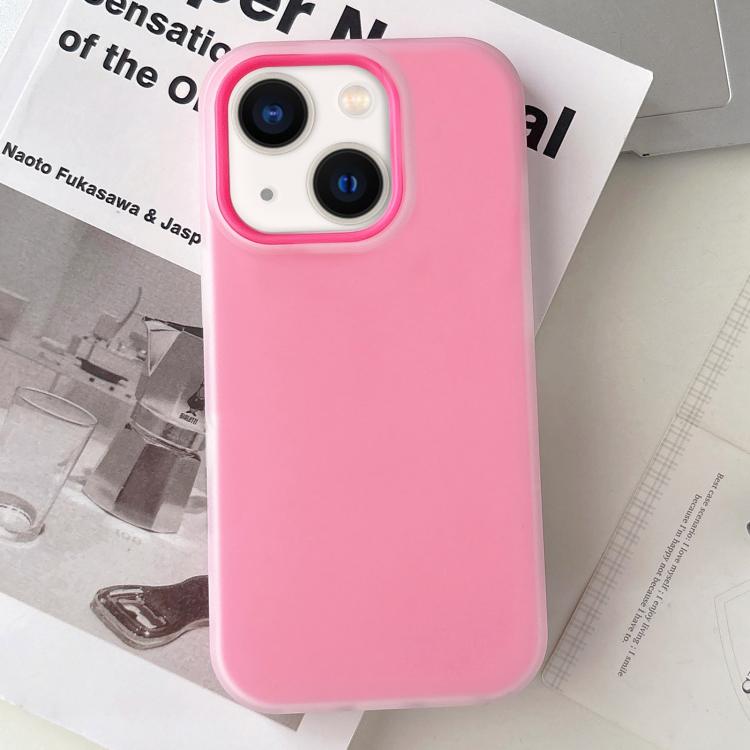 For iPhone 14 Jelly Color Matte Feel PC Hybrid TPU Phone Case(Rose Red)