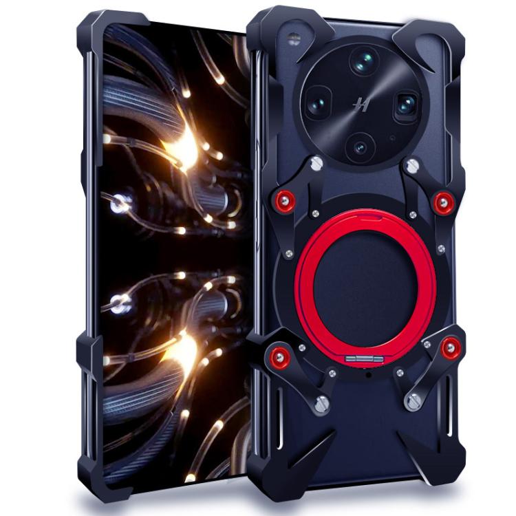 

For OPPO Find X8 Ultra Rotating Bracket Hollow Metal Phone Case with Lanyard(Black)