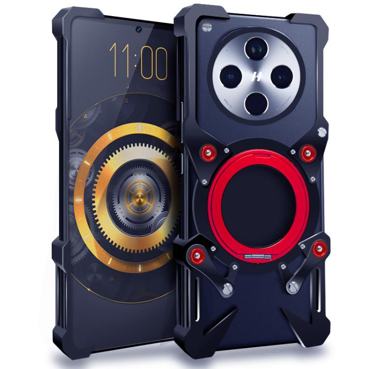 

For OPPO Find X8 Rotating Bracket Hollow Metal Phone Case with Lanyard(Black)