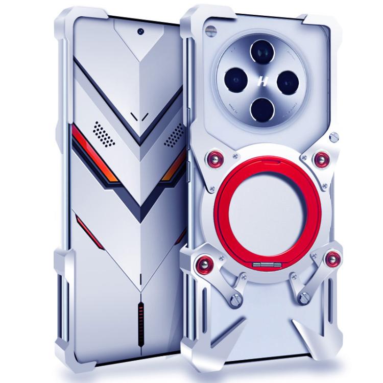 

For OPPO Find X8 Pro Rotating Bracket Hollow Metal Phone Case with Lanyard(Silver)