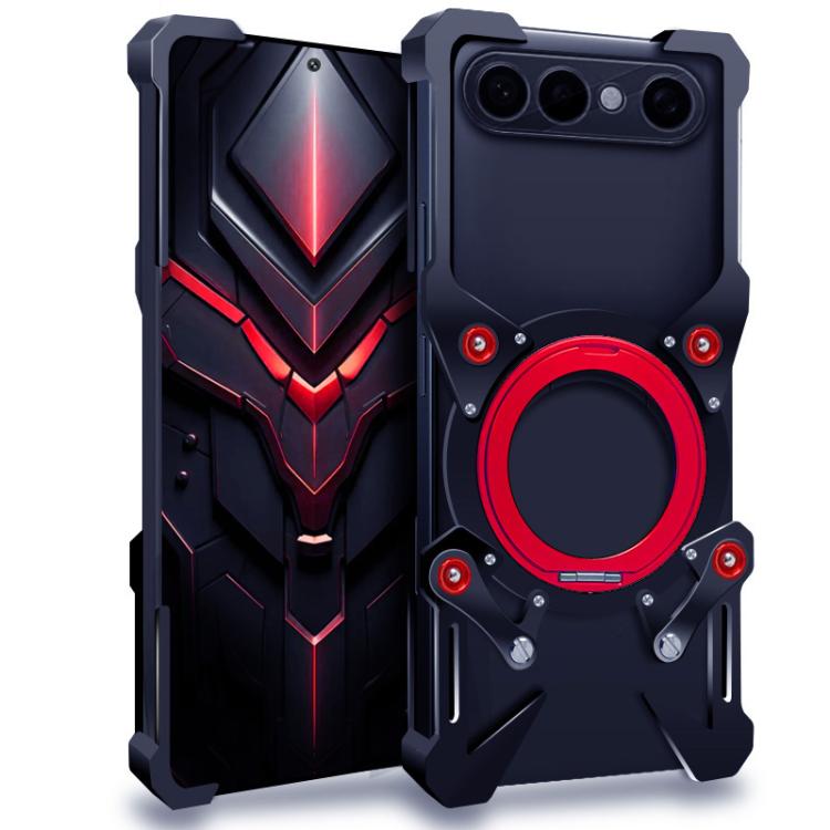 

For vivo X300 FE Russia / Zeiss Rotating Bracket Hollow Metal Phone Case with Lanyard(Black)
