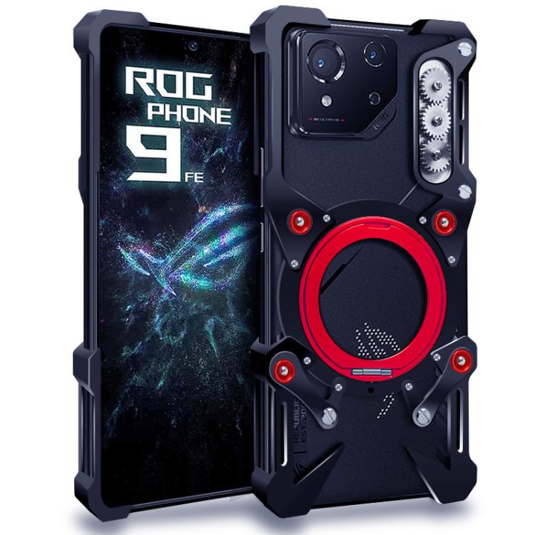 

For Asus ROG Phone 9 FE Rotating Bracket Hollow Metal Phone Case with Lanyard(Black)