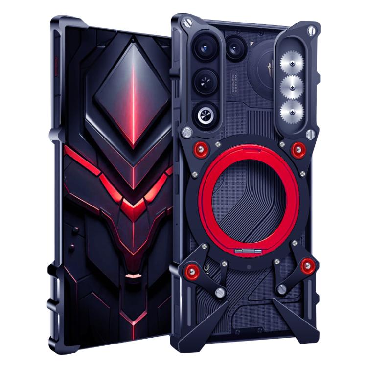 

For ZTE nubia RedMagic 11 Air Rotating Bracket Hollow Metal Phone Case with Lanyard(Black)