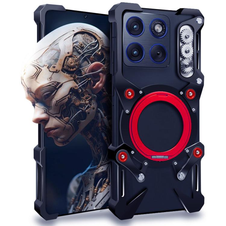 For Motorola Edge 5G 2026 Rotating Bracket Hollow Metal Phone Case with Lanyard(Black)