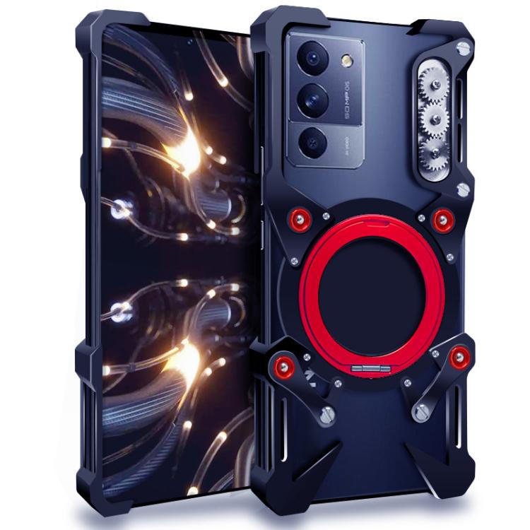 

For Lenovo Legion Y70 Rotating Bracket Hollow Metal Phone Case with Lanyard(Black)