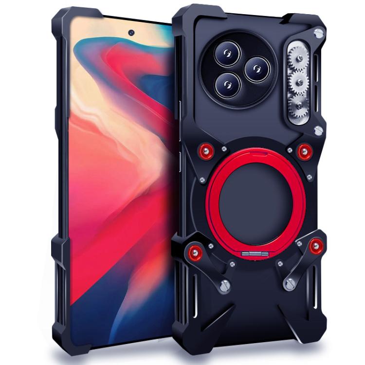 

For Xiaomi Civi 5 Pro Rotating Bracket Hollow Metal Phone Case with Lanyard(Black)