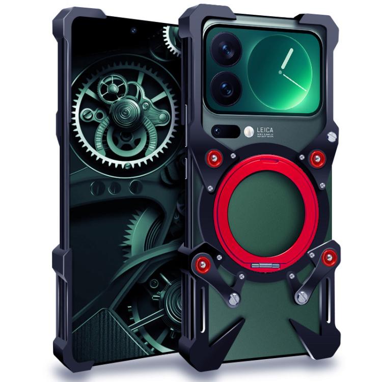 

For Xiaomi 17 Pro Max Rotating Bracket Hollow Metal Phone Case with Lanyard(Black)