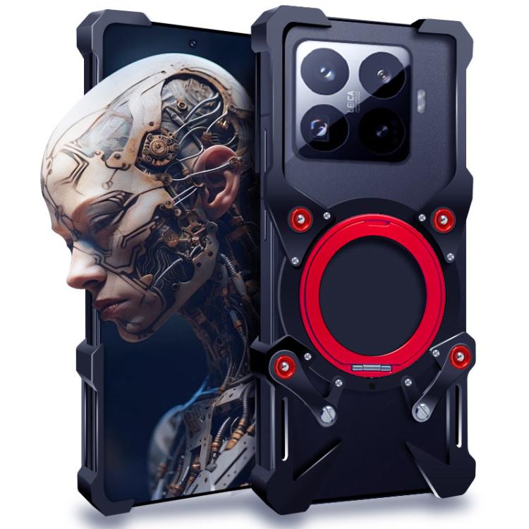

For Xiaomi 17T 5G Rotating Bracket Hollow Metal Phone Case with Lanyard(Black)