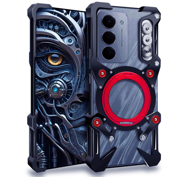 

For Redmi 15 5G Global 169mm Rotating Bracket Hollow Metal Phone Case with Lanyard(Black)