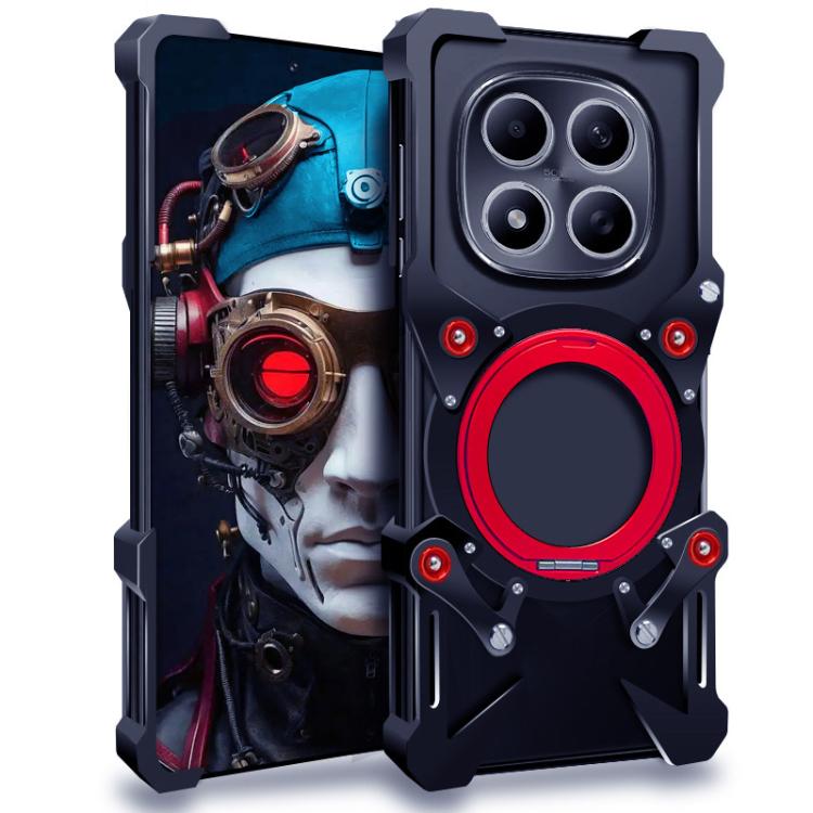 

For Redmi Note 15 Pro 5G Global 163.6mm Rotating Bracket Hollow Metal Phone Case with Lanyard(Black)