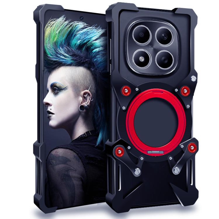 

For Redmi Note 15 Pro+ 5G Global 163.3mm Rotating Bracket Hollow Metal Phone Case with Lanyard(Black)