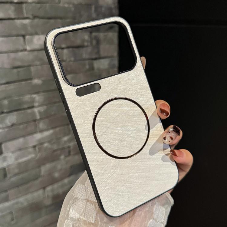 

For Xiaomi 17 Pro Max Gold Line Texture Magsafe PC Phone Case(White)