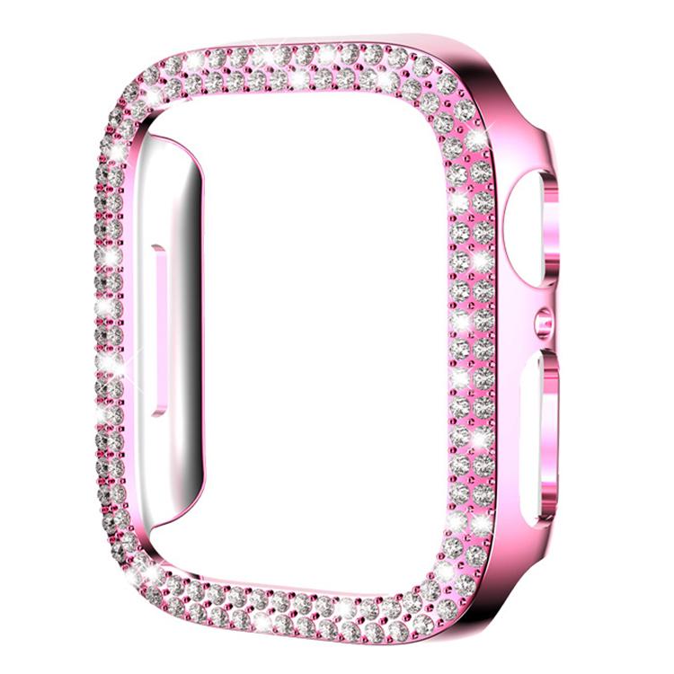 

For Apple Watch Series 6 / 5 / 4 / SE 44mm xDfind Double Row Diamond Hollow PC Watch Cover(Pink)
