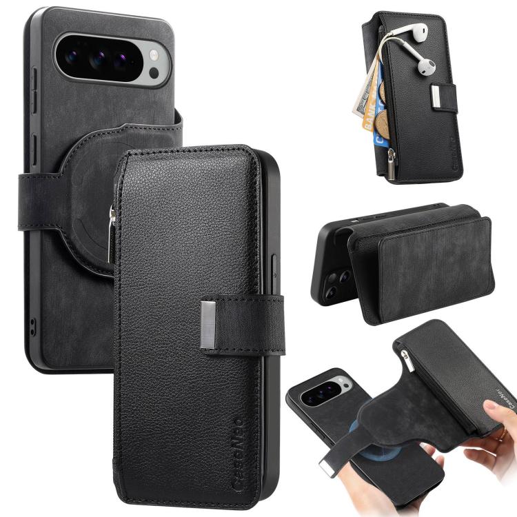 For Google Pixel 11 Pro XL CaseNeo MagSafe RFID Anti-theft Zipper Wallet Retro Leather Phone Case(Black)
