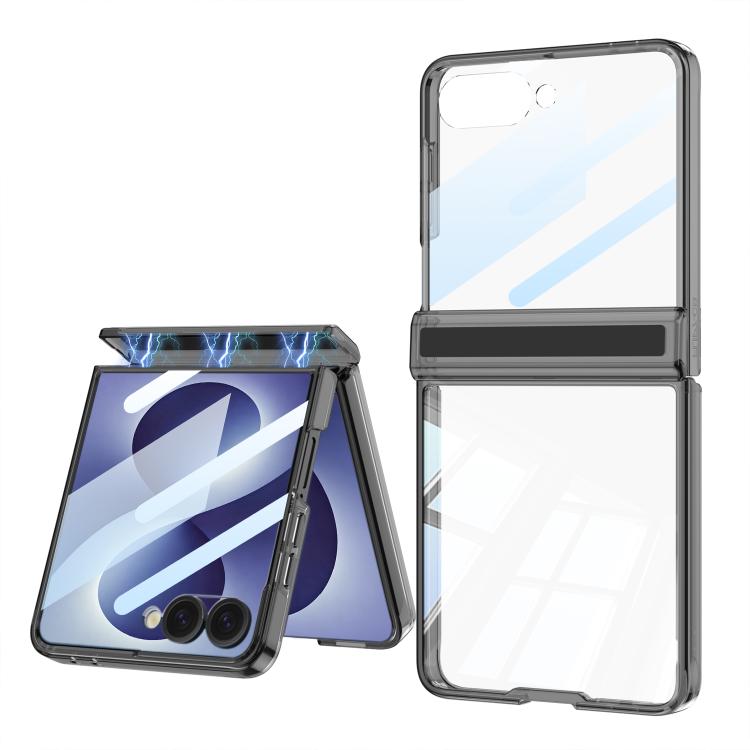 For Galaxy Z Flip8 5G GKK Integrated Magnetic Folding Transparent Phone Case(Transparent Black)