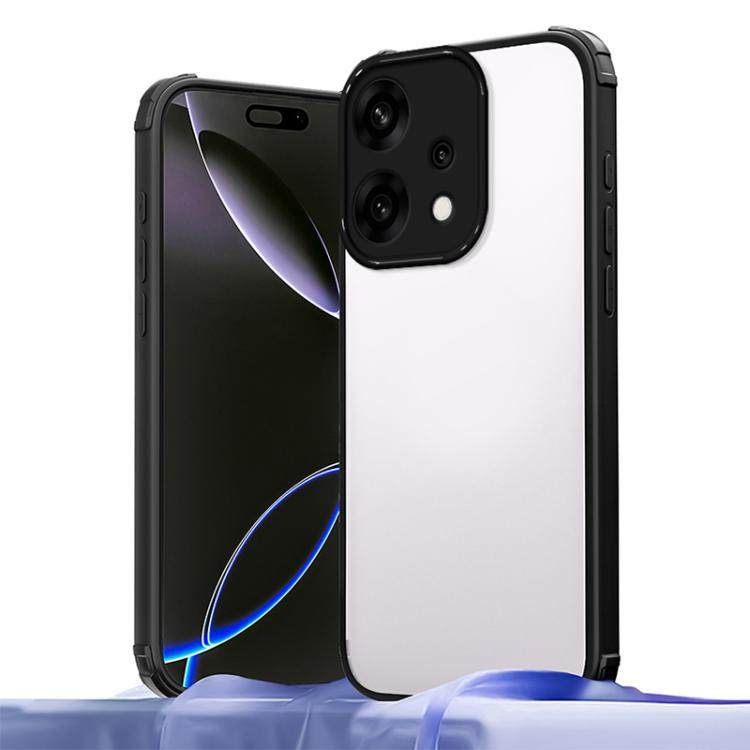 

For OPPO Reno14 Global Four Corners Shield Shockproof TPU Hybrid PC Phone Case(Black)