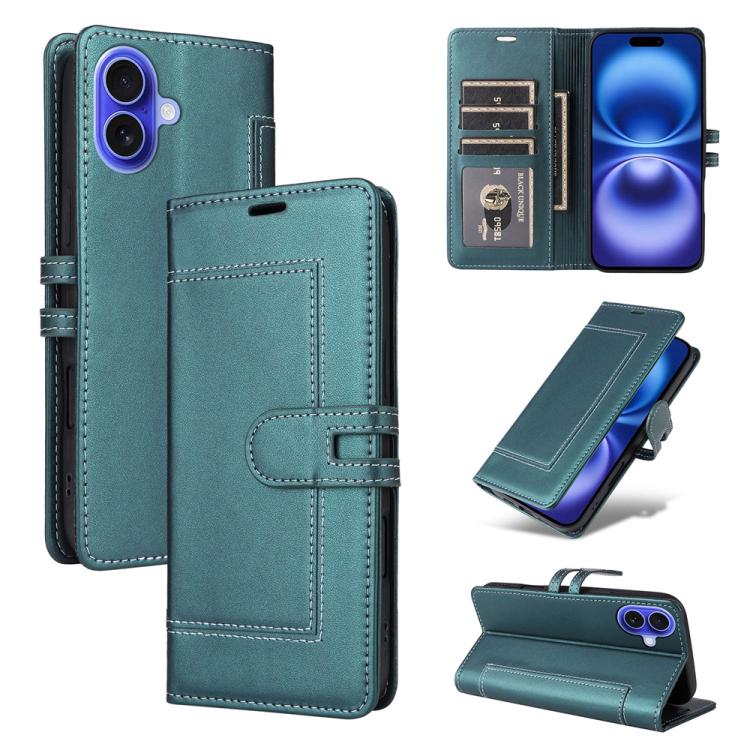

For iPhone 17 Stitched Magnetic Buckle Leather Phone Case(Green)