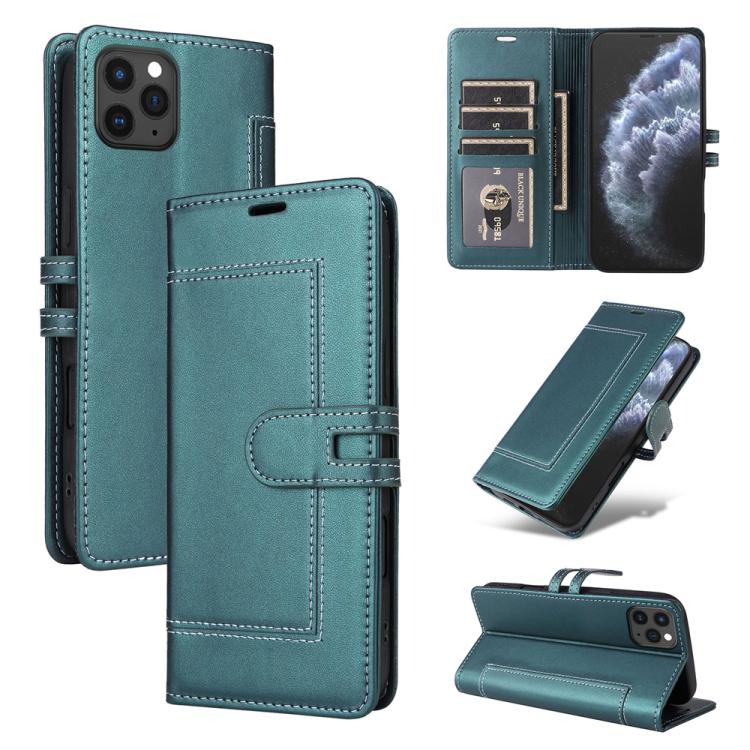 

For iPhone 11 Pro Stitched Magnetic Buckle Leather Phone Case(Green)