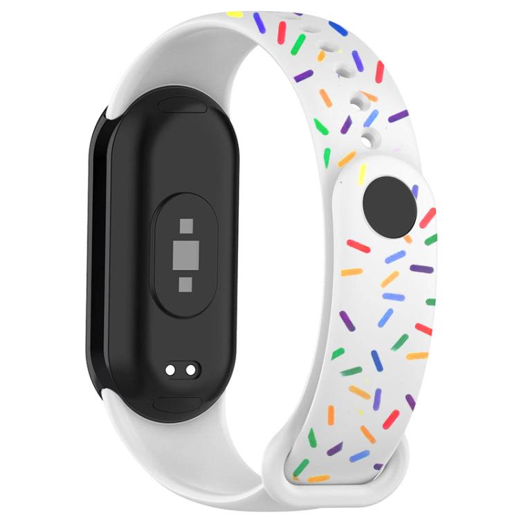 

For Xiaomi Smart Band 10 / 9 / 8 xDfind Rainbow Printing TPU Watch Band(White)