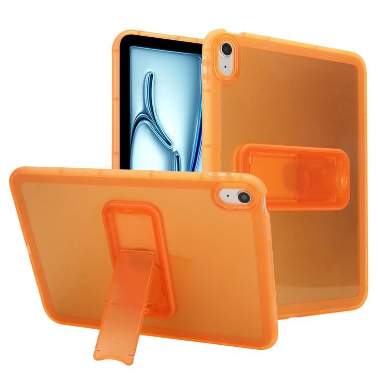 

For iPad 2025 / 2022 Semi-Transparent TPU Shockproof Tablet Case with Holder(Orange)