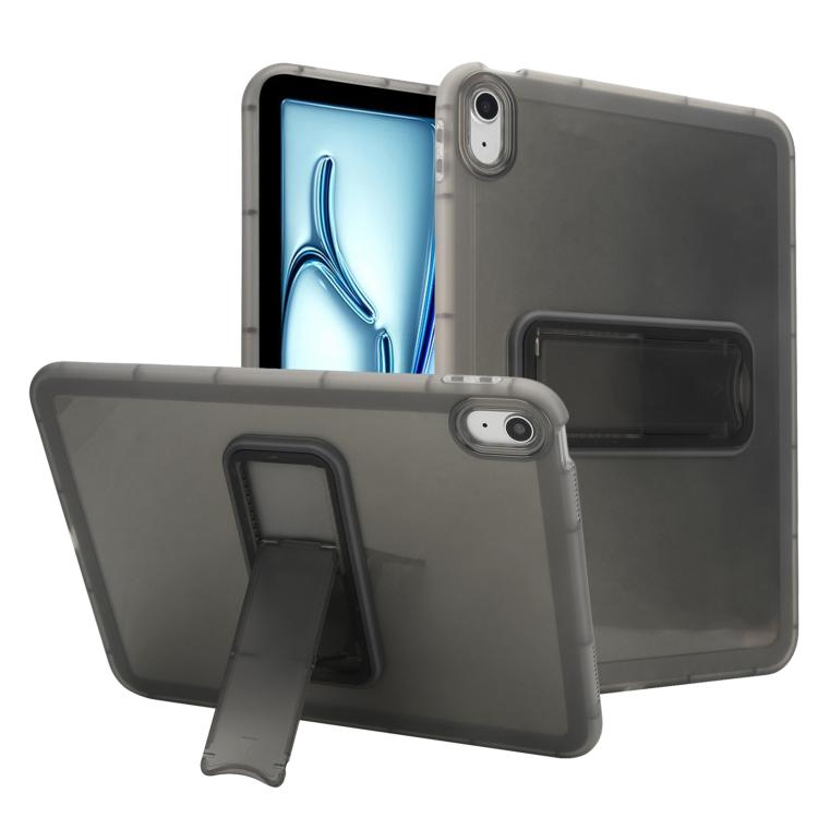 

For iPad 2025 / 2022 Semi-Transparent TPU Shockproof Tablet Case with Holder(Black)