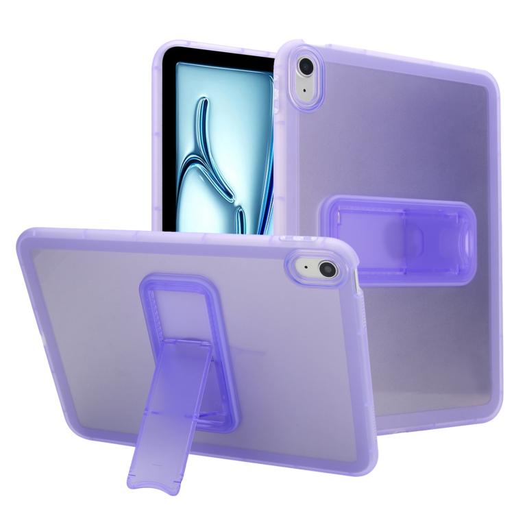 

For iPad 2025 / 2022 Semi-Transparent TPU Shockproof Tablet Case with Holder(Purple)
