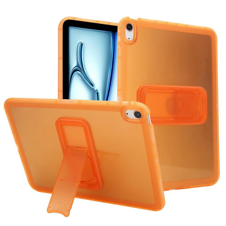 

For iPad Air 11 2026 / 2025 / 2024 Semi-Transparent TPU Shockproof Tablet Case with Holder(Orange)