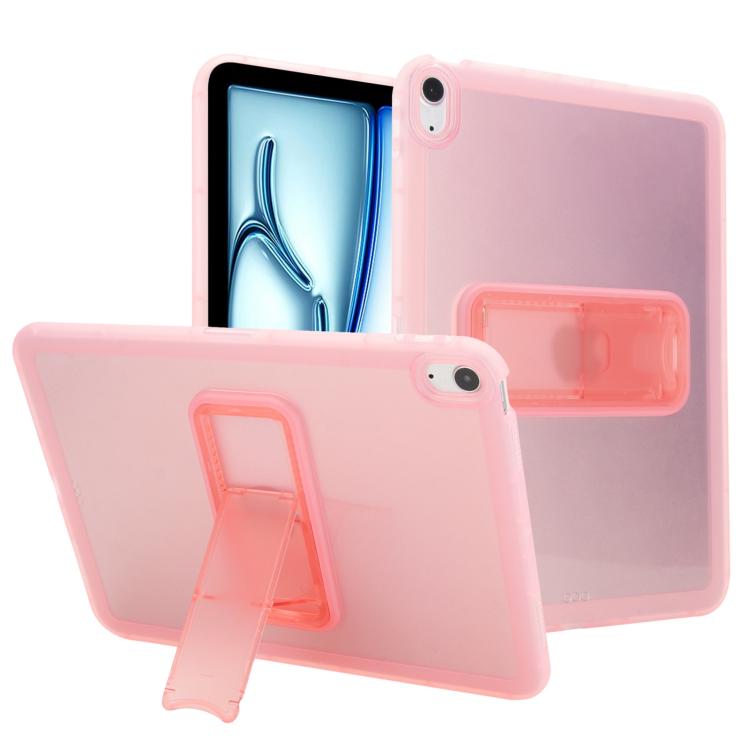 

For iPad Air 11 2025 / 2024 Semi-Transparent TPU Shockproof Tablet Case with Holder(Pink)