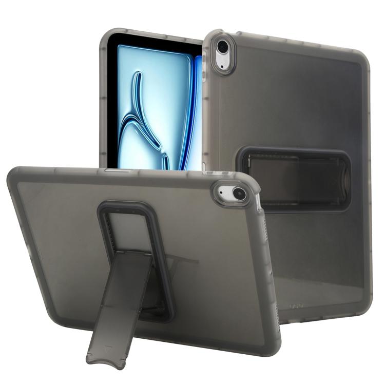 

For iPad Air 11 2025 / 2024 Semi-Transparent TPU Shockproof Tablet Case with Holder(Black)