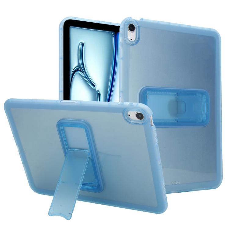 

For iPad Air 11 2025 / 2024 Semi-Transparent TPU Shockproof Tablet Case with Holder(Blue)